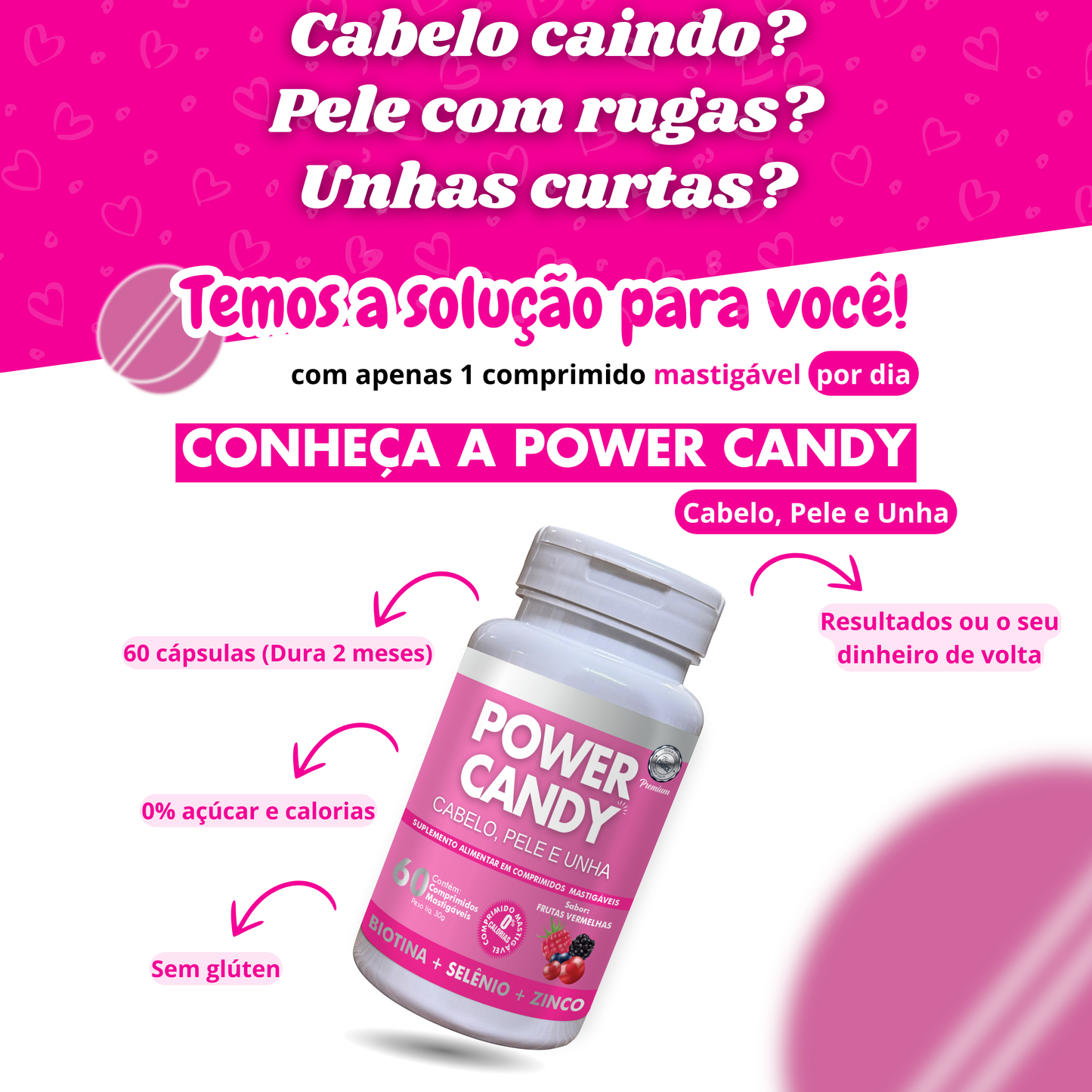 POWER CANDY CABELO PELE E UNHA