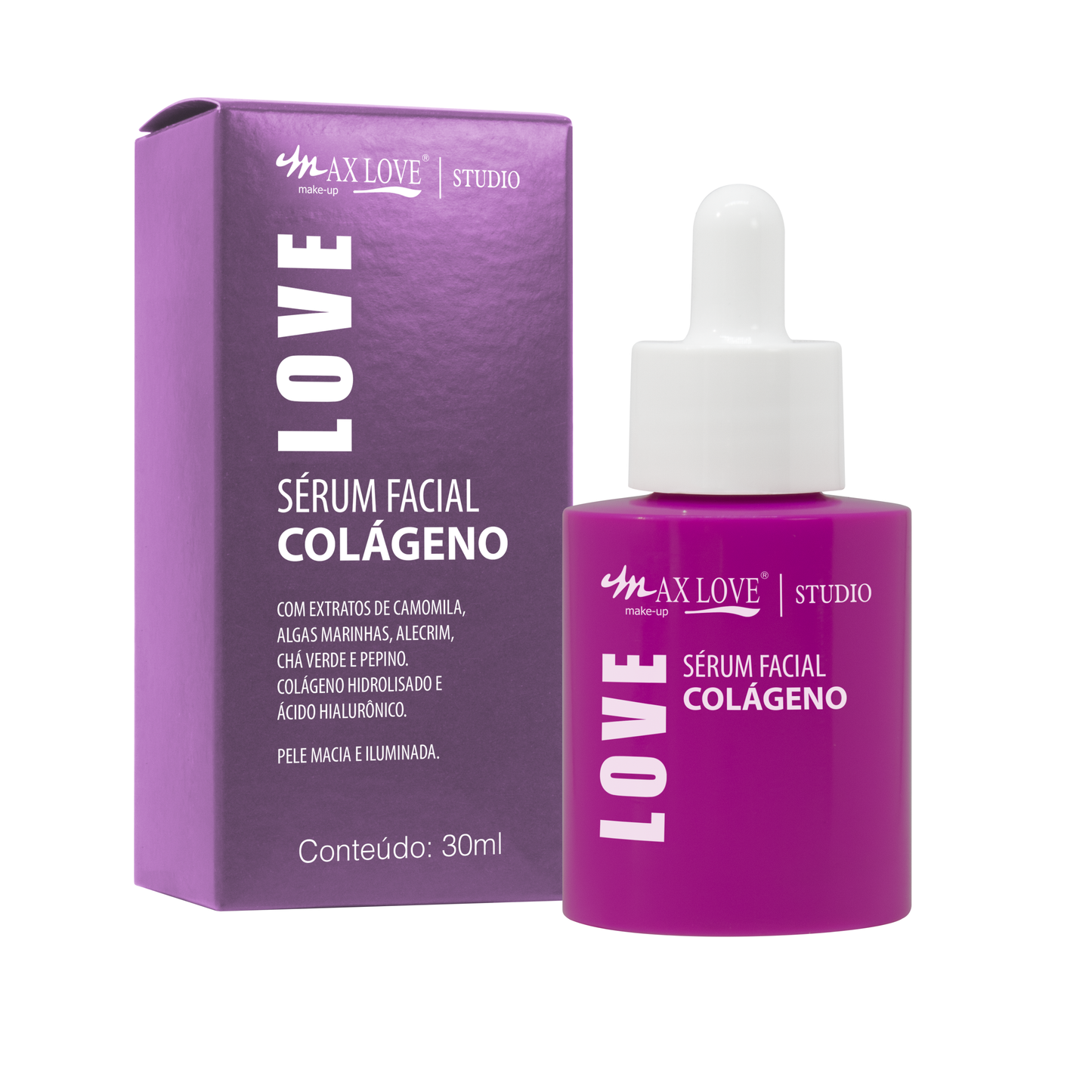 BOX C/ 24 SERUM FACIAL COLAGENO 30ML MAX LOVE