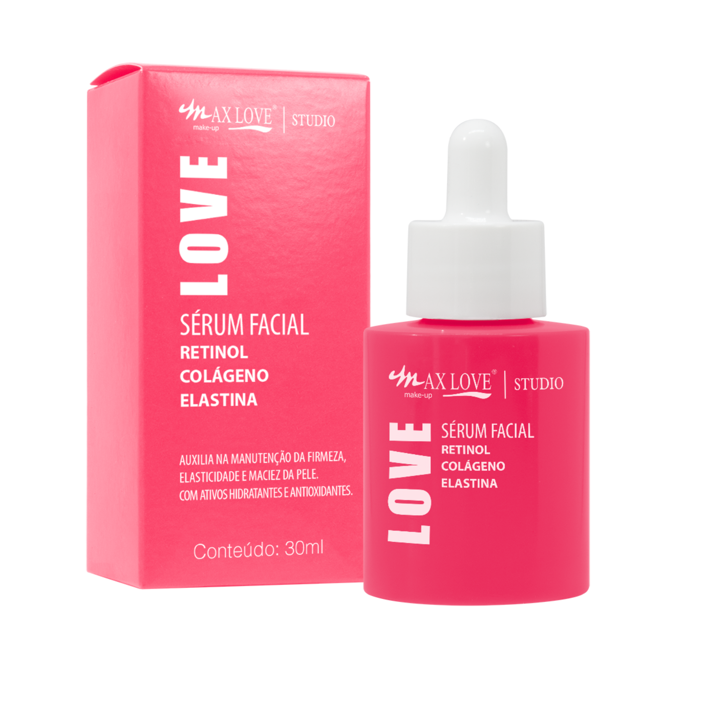 BOX C/ 24 SERUM FACIAL RETINOL, COLAGENO E ELASTINA 30ML MAX LOVE