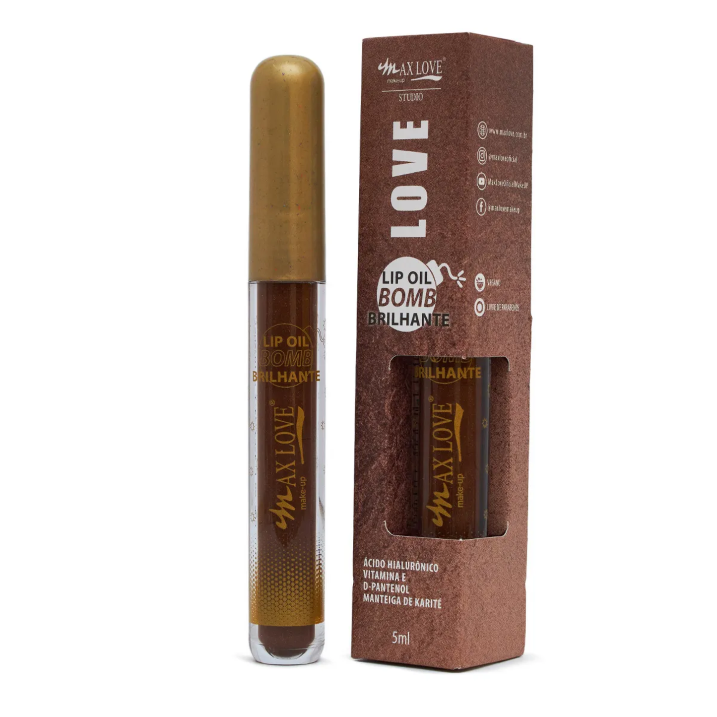 BOX C/ 36 LIP OIL BOMB BRILHANTE COR 50 5ML MAX LOVE