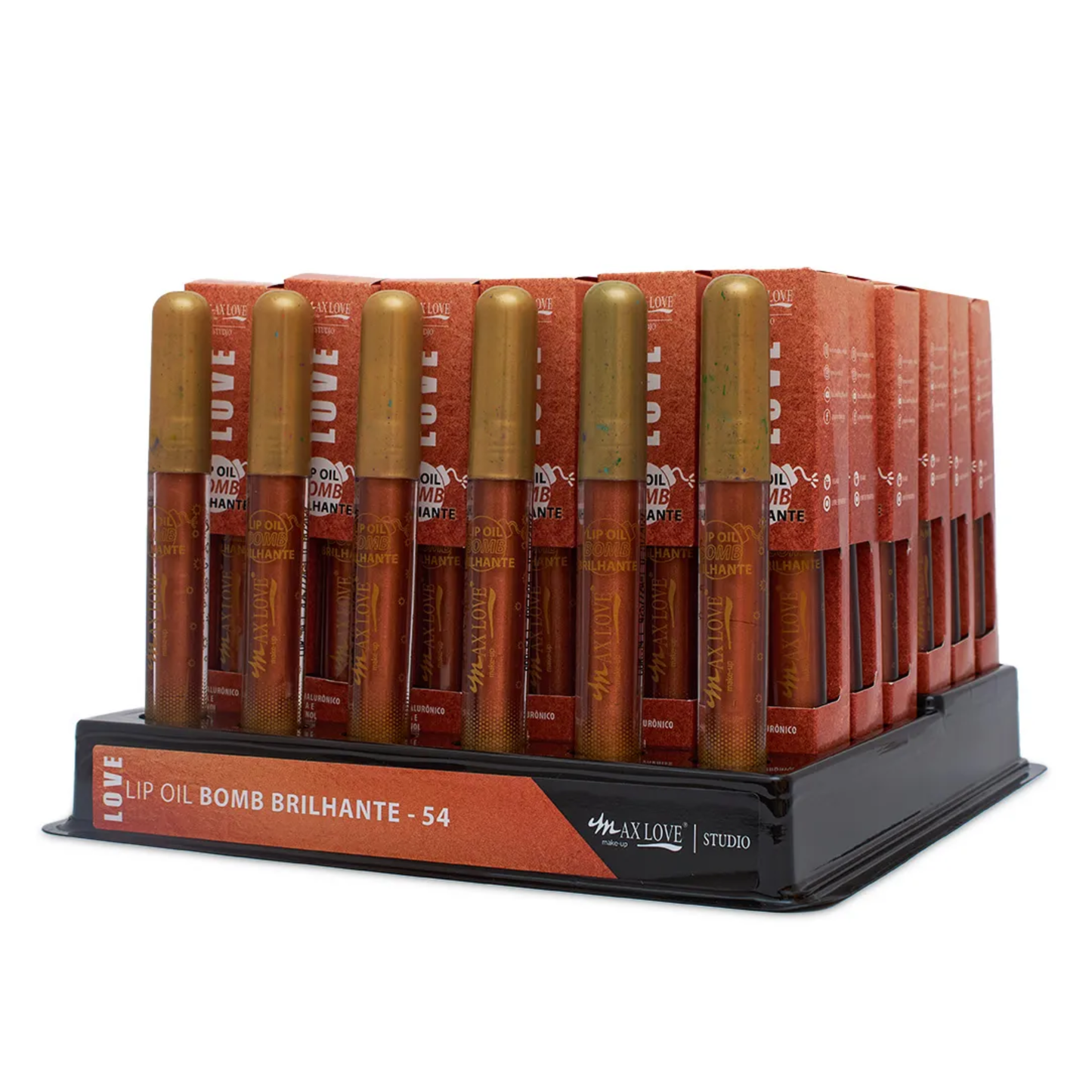 BOX C/ 36 LIP OIL BOMB BRILHANTE COR 54 5ML MAX LOVE