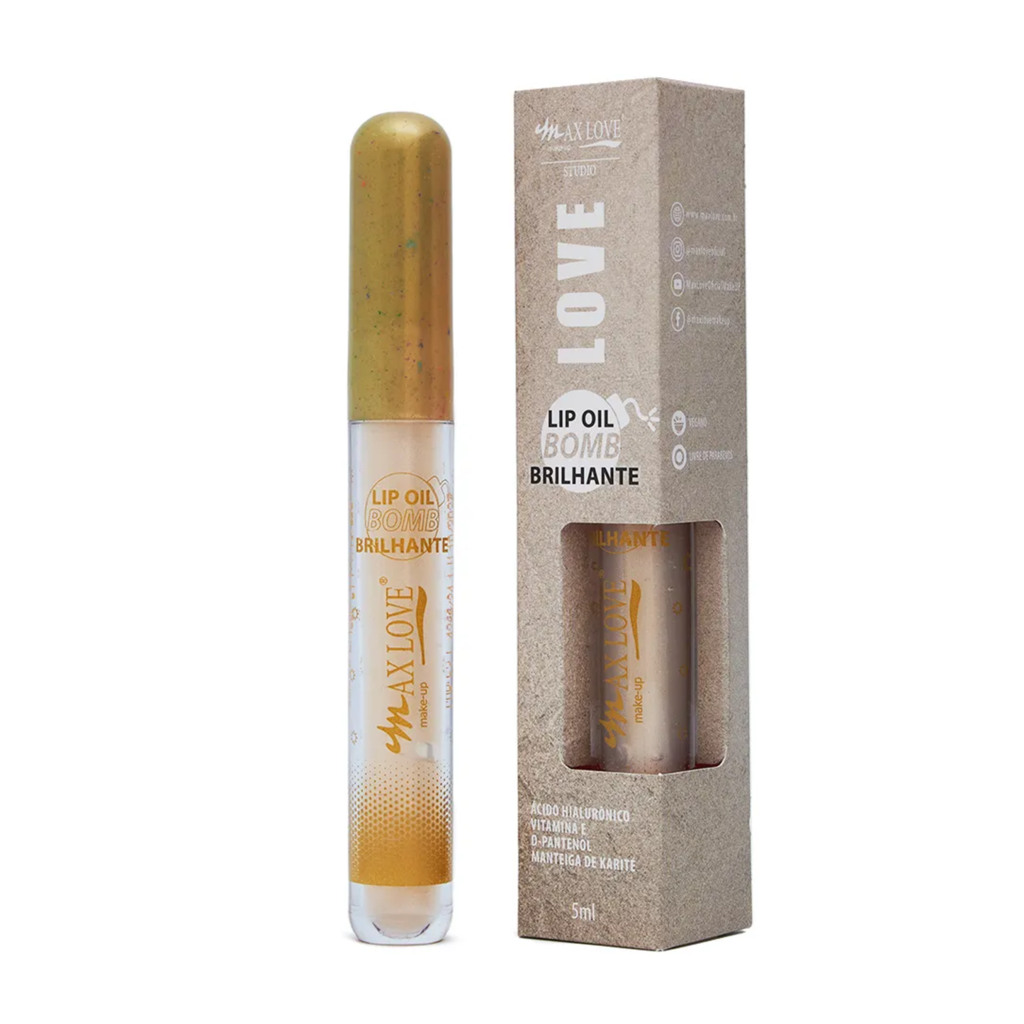 BOX C/ 36 LIP OIL BOMB BRILHANTE COR 52 5ML MAX LOVE