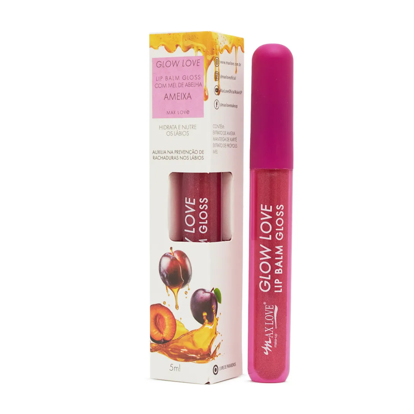 BOX C/ 28 GLOW LOVE LIP BALM MEL COR/416 AMEIXA 5ML MAX LOVE