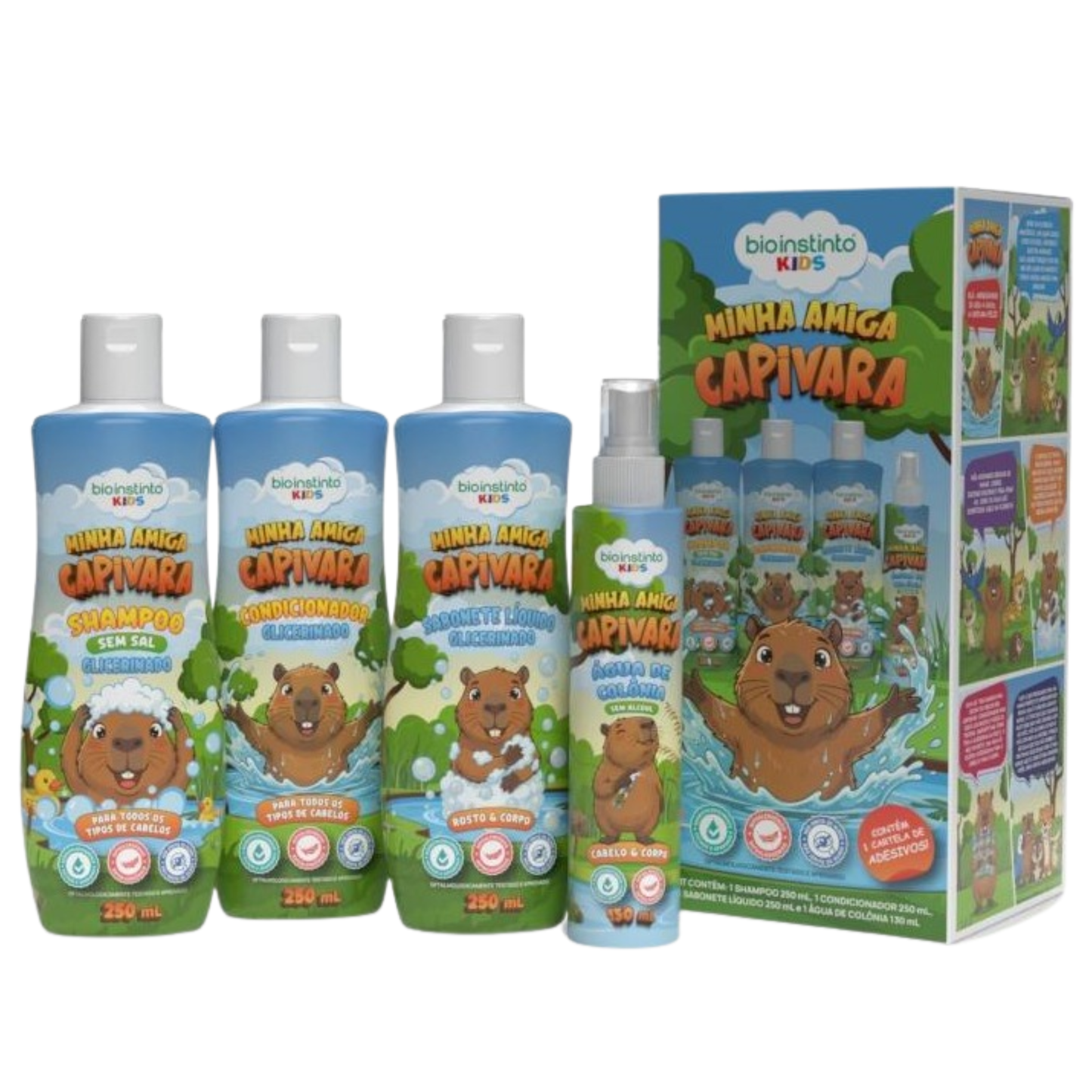 KIT CABELO E CORPO MINHA AMIGA CAPIVARA KIDS 4 ITENS BIO INSTINTO