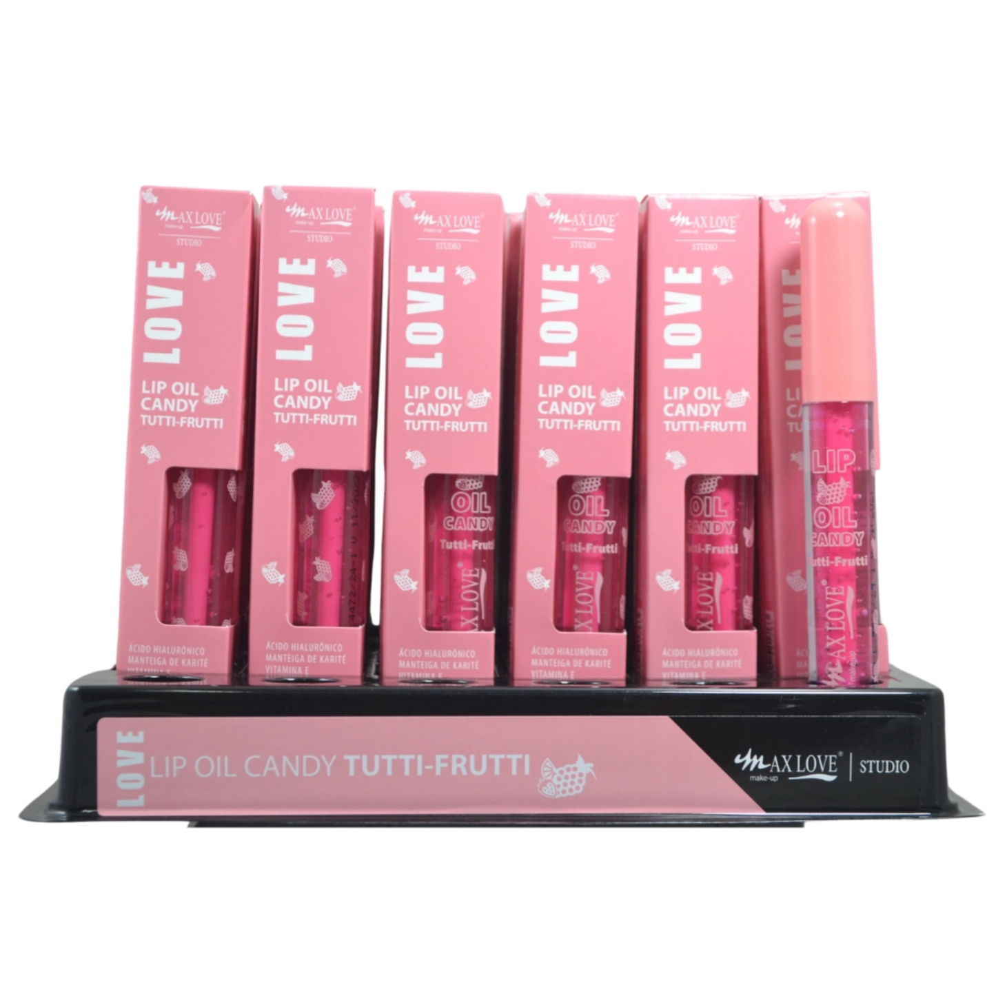 BOX C/ 36 LIP OIL CANDY TUTTI FRUTTI 5ML MAX LOVE