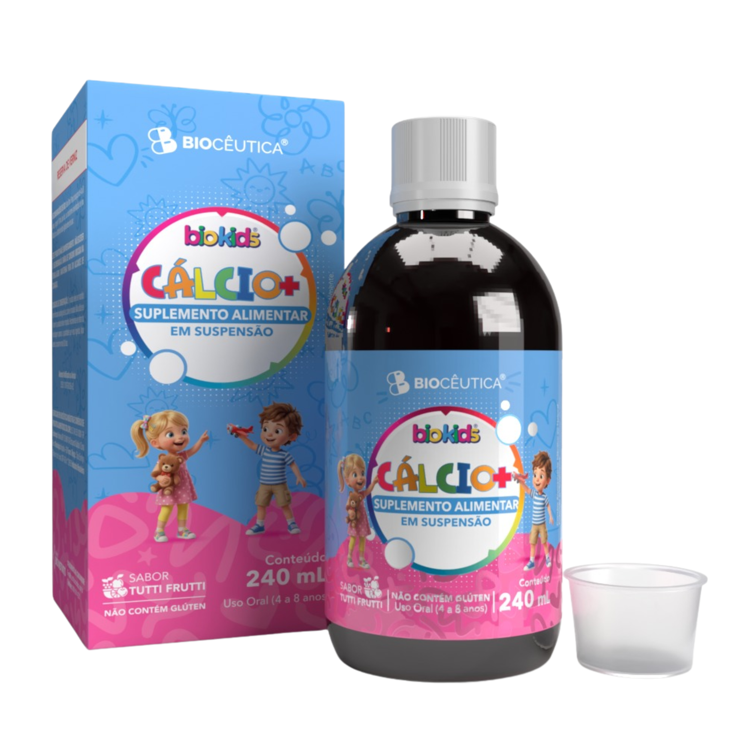 SUPLEMENTO ALIMENTAR EM SUSPENSAO CALCIO + SABOR TUTTI FRUTTI 240ML BIOCEUTICA