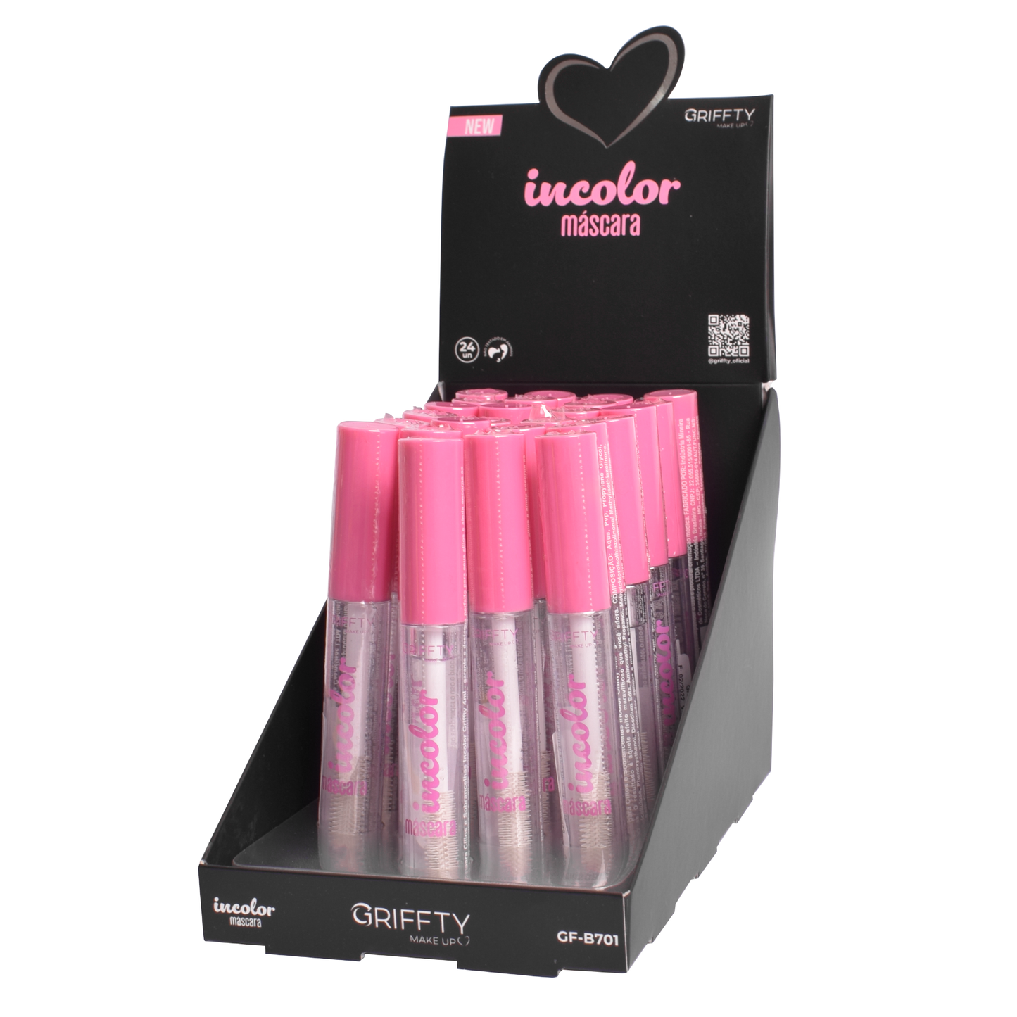 BOX C/24 RIMEL MÁSCARA PARA CÍLIOS INCOLOR 02 4ML GRIFFTY