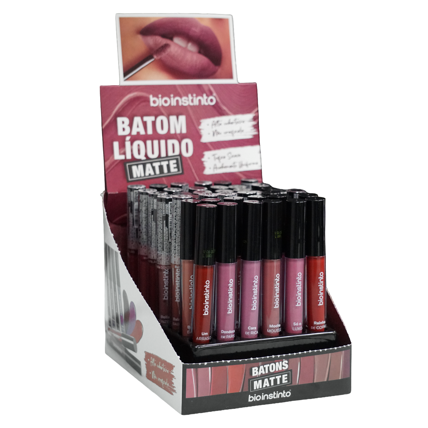 BOX C/ 36 BATOM LIQUIDO MATTE TONS FRIOS 3G BIO INSTINTO