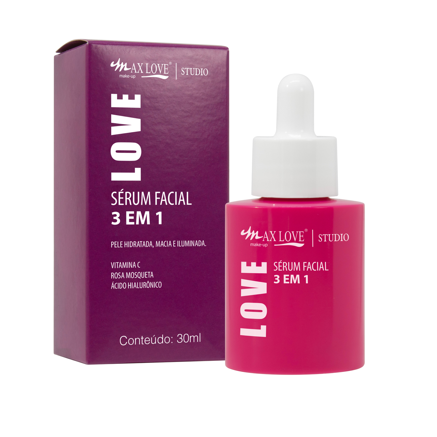 BOX C/ 24 SERUM FACIAL 3 EM 1 30ML MAX LOVE
