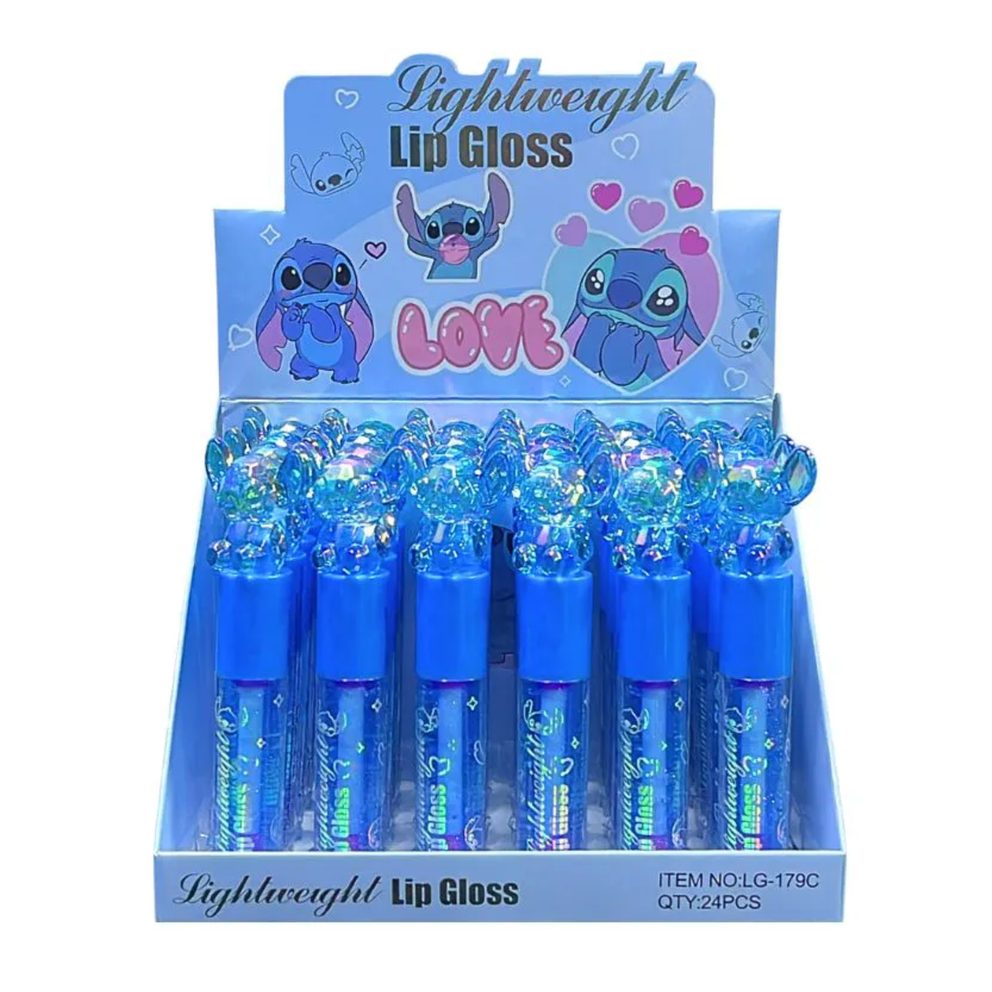 BOX C/ 24 LIP GLOSS LOVE STITCH AZUL LG179C