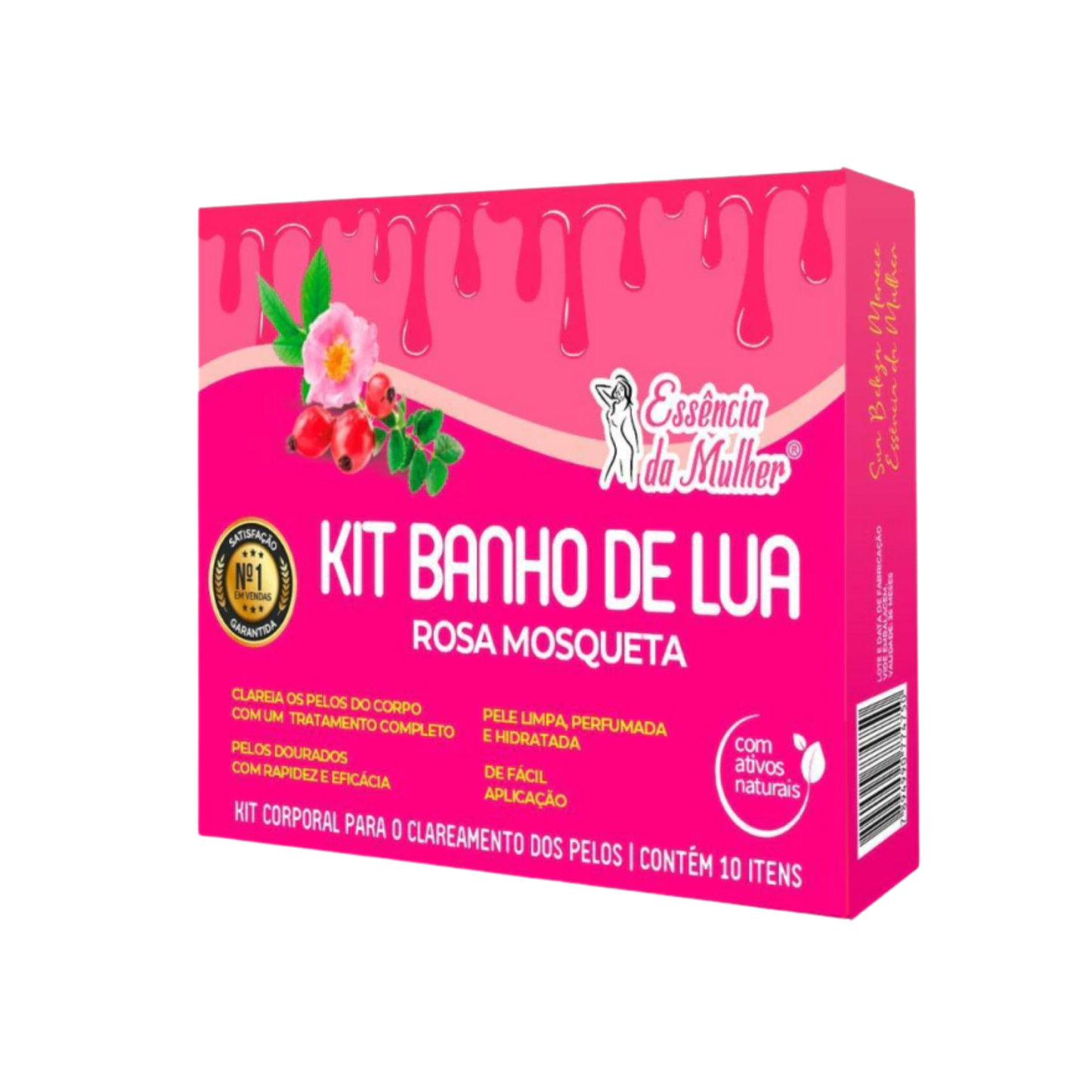 KIT BANHO DE LUA ROSA MOSQUETA 10 ITENS ESSENCIA DA MULHER