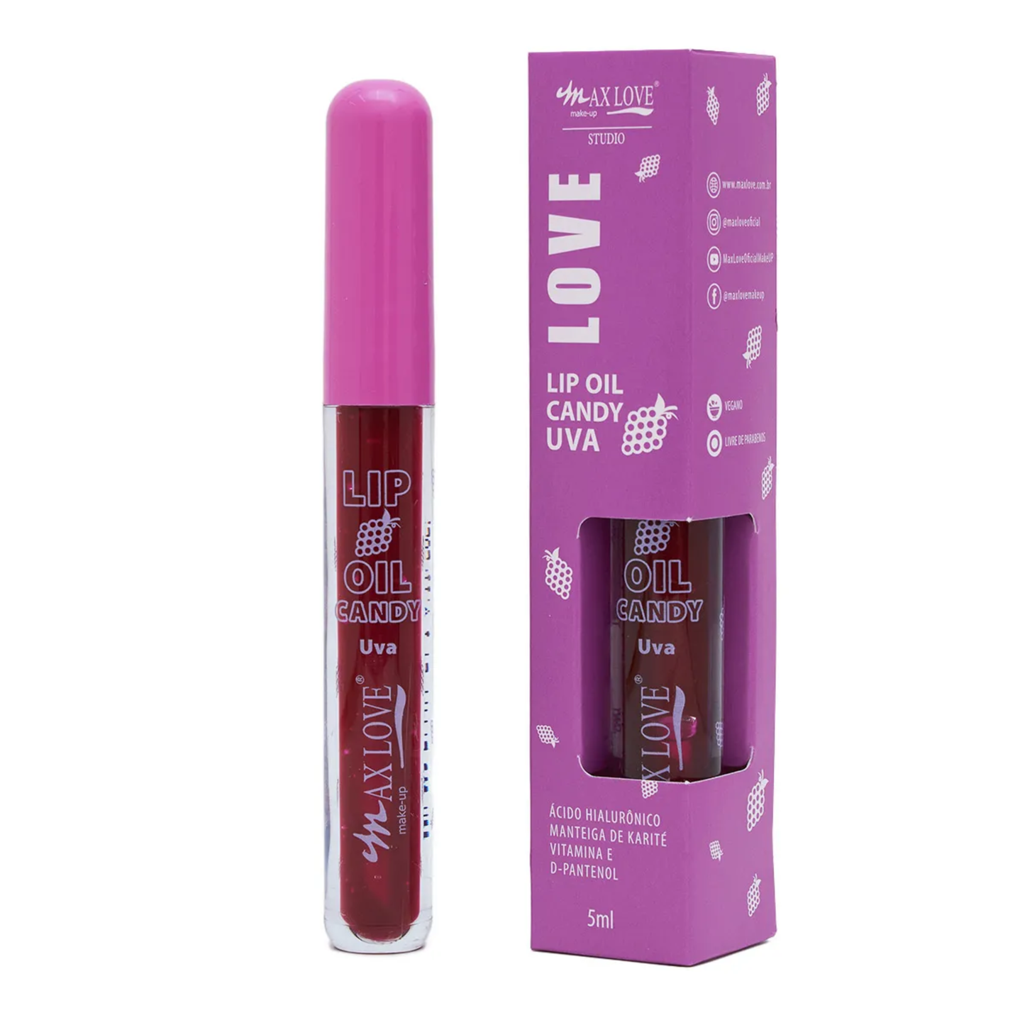 BOX C/ 36 LIP OIL CANDY UVA 5ML MAX LOVE