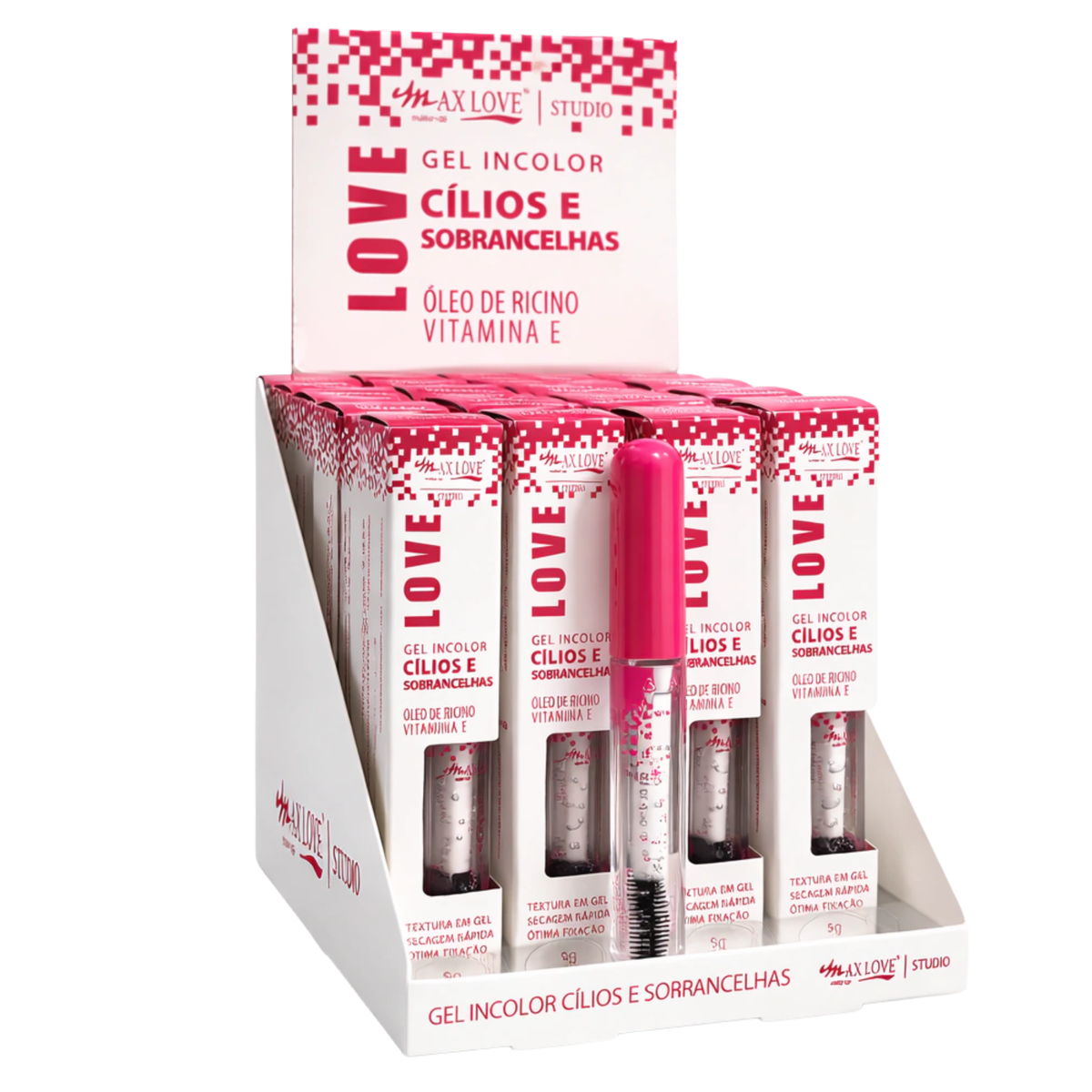 BOX C/ 28 GEL INCOLOR PARA CILIOS E SOBRANCELHAS MAX LOVE