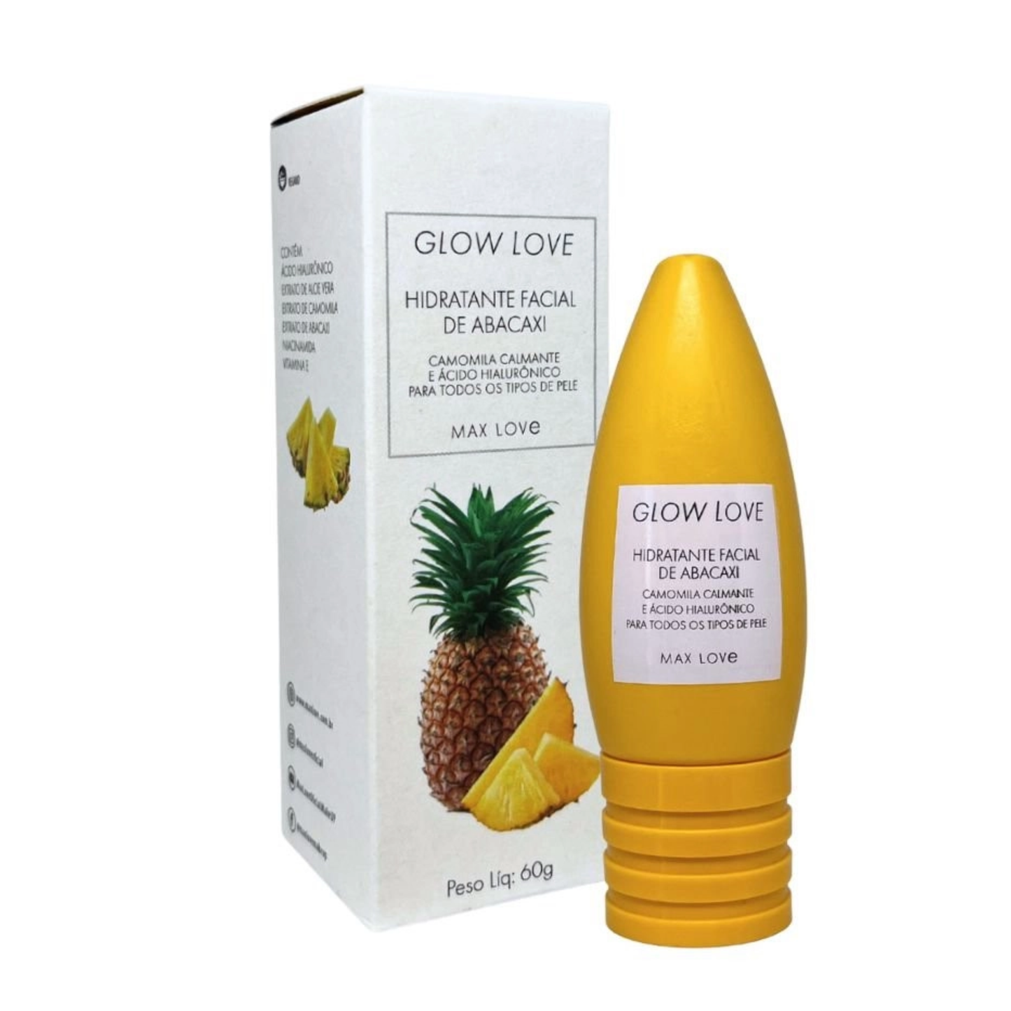 BOX C/ 36 GLOW LOVE HIDRATANTE FACIAL DE ABACAXI 60G MAX LOVE