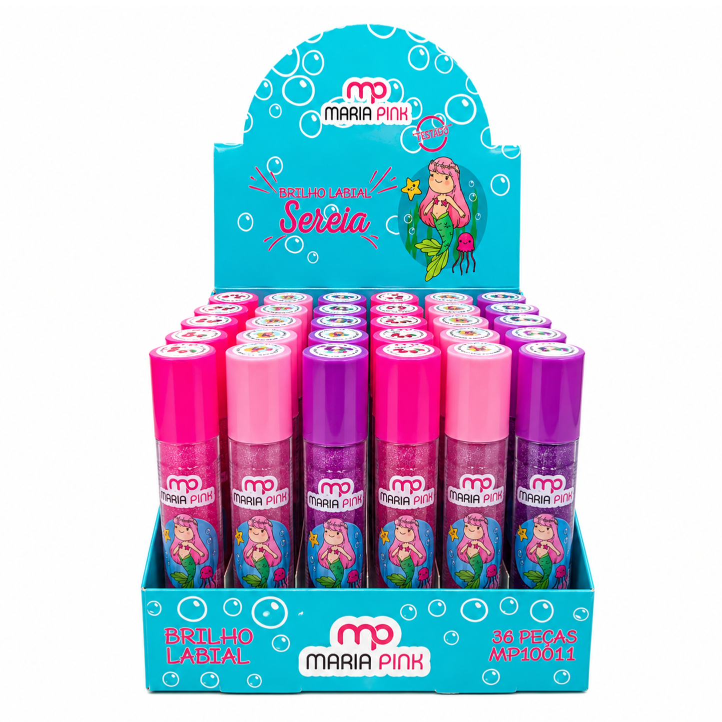 BOX C/ 36 BRILHO LABIAL SEREIA MARIA PINK BELLA FEMME