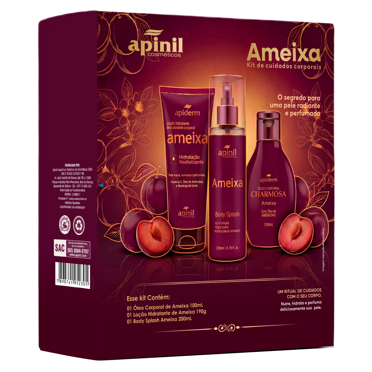 KIT DE CUIDADOS CORPORAIS 3 ITENS AMEIXA APINIL