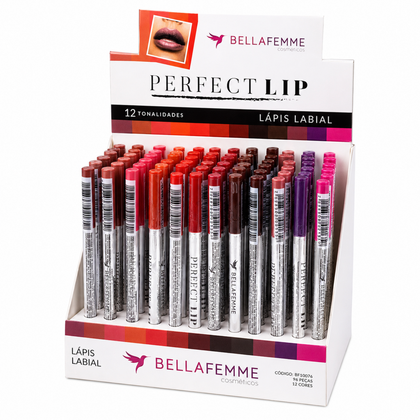 BOX C/ 96 LAPIS LABIAL PERFECT LIP BELLA FEMME