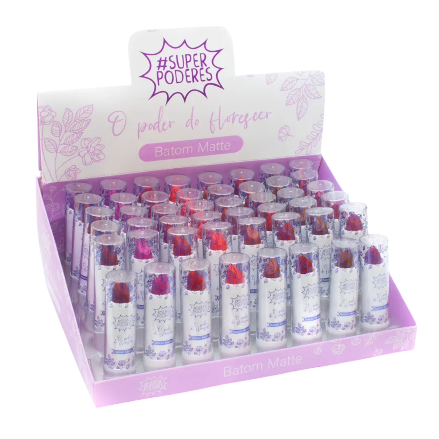 BOX C/ 48 BATOM MATTE FLORES SP700 SUPERPODERES
