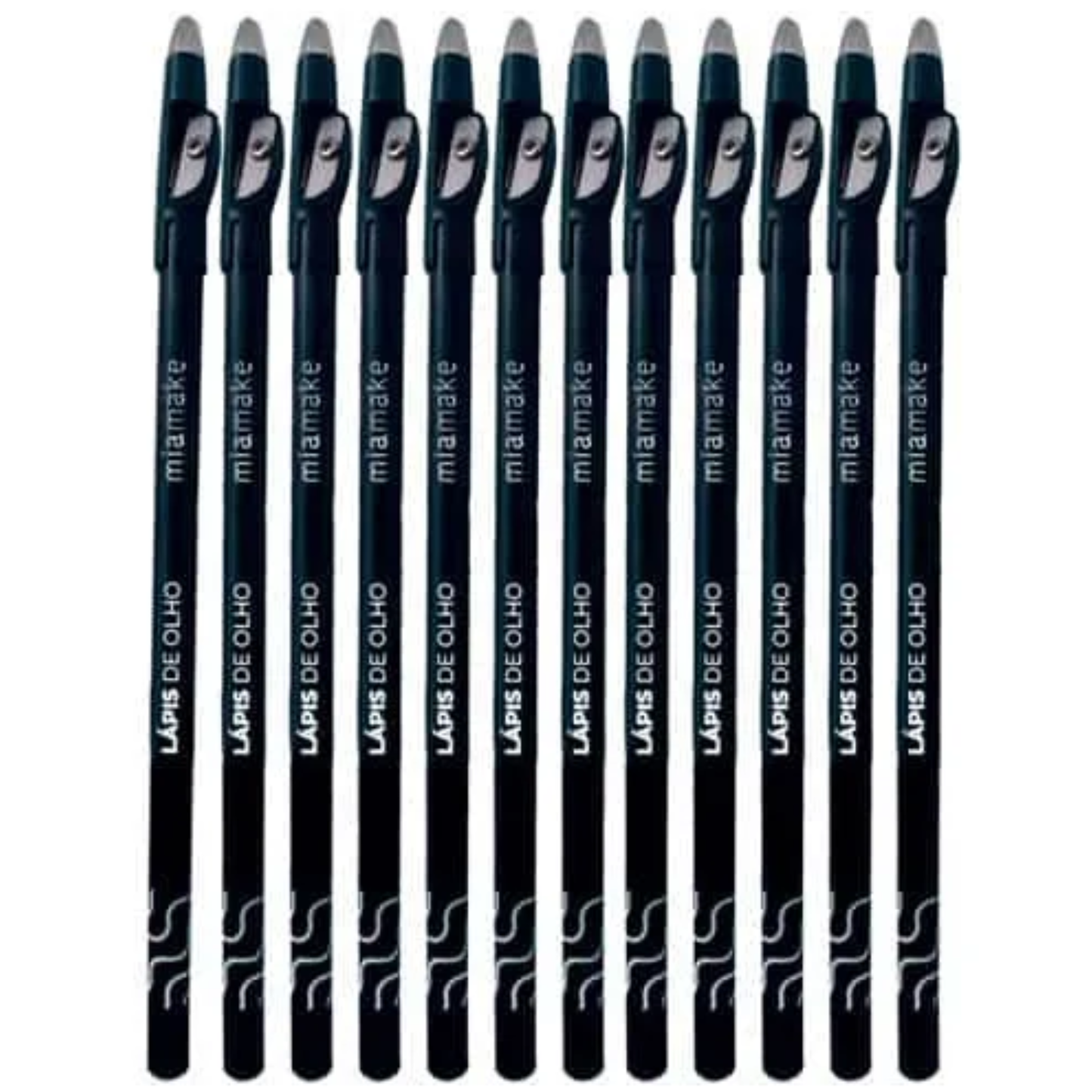 BOX C/ 12 LAPIS DE OLHOS C/APONTADOR PRETO MIAMAKE