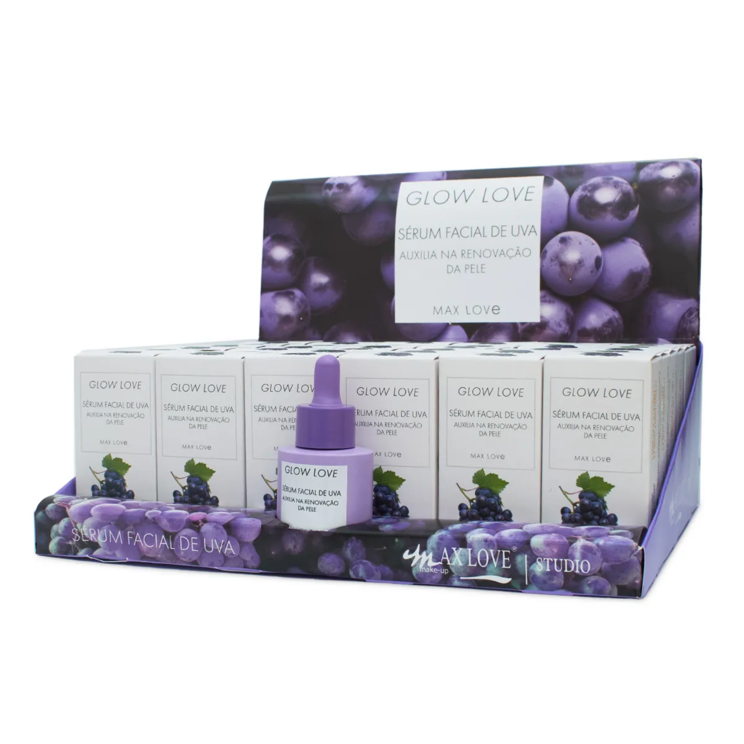 BOX C/ 36 GLOW LOVE SERUM DE UVA 30ML MAX LOVE