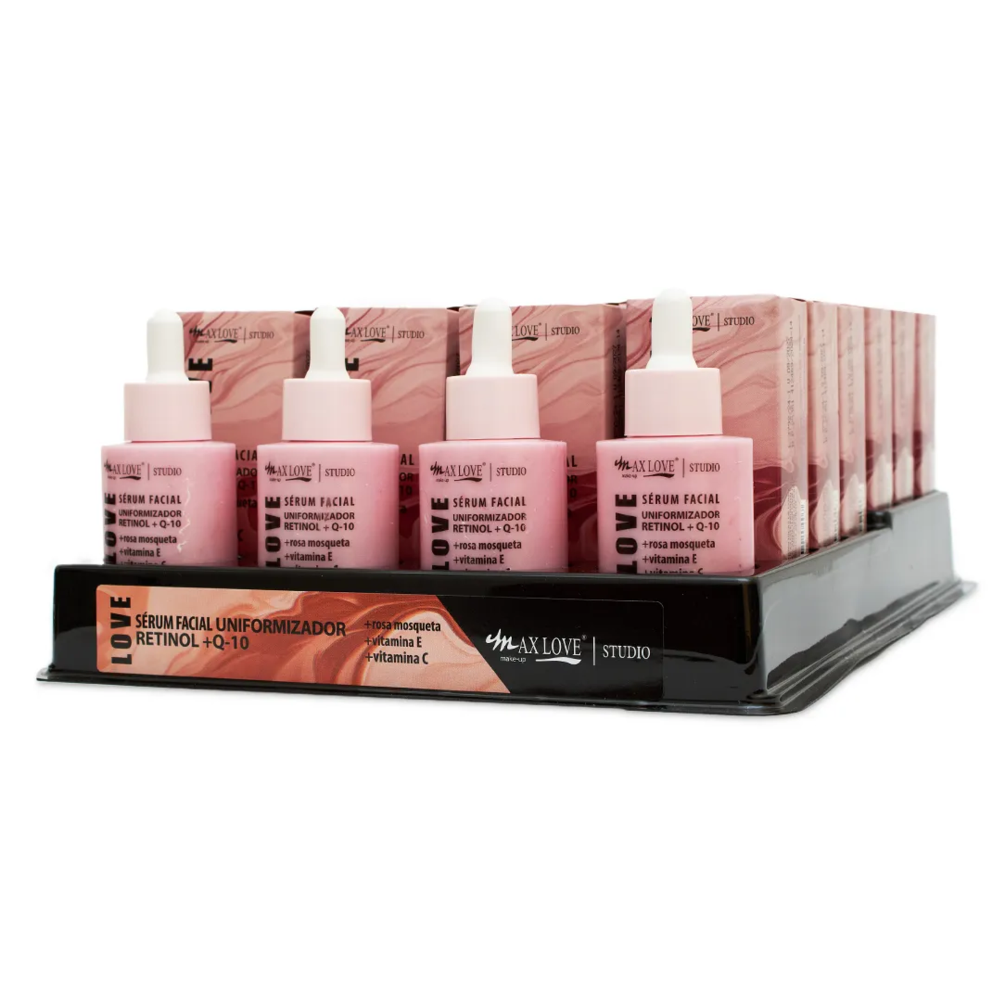 BOX C/ 24 SERUM FACIAL UNIFORMIZADOR RETINOL Q-10 30ML MAX LOVE