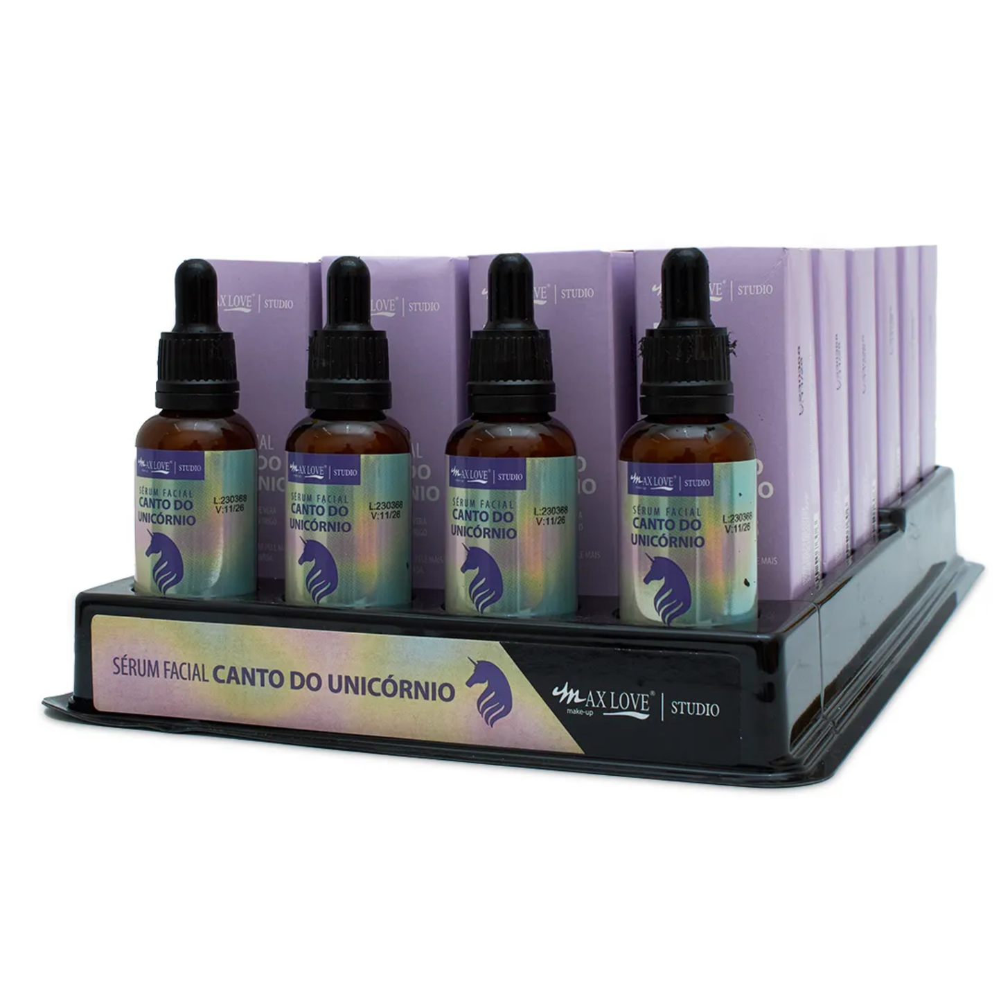 BOX C/ 24 SERUM FACIAL CANTO DO UNICORNIO 30ML MAX LOVE