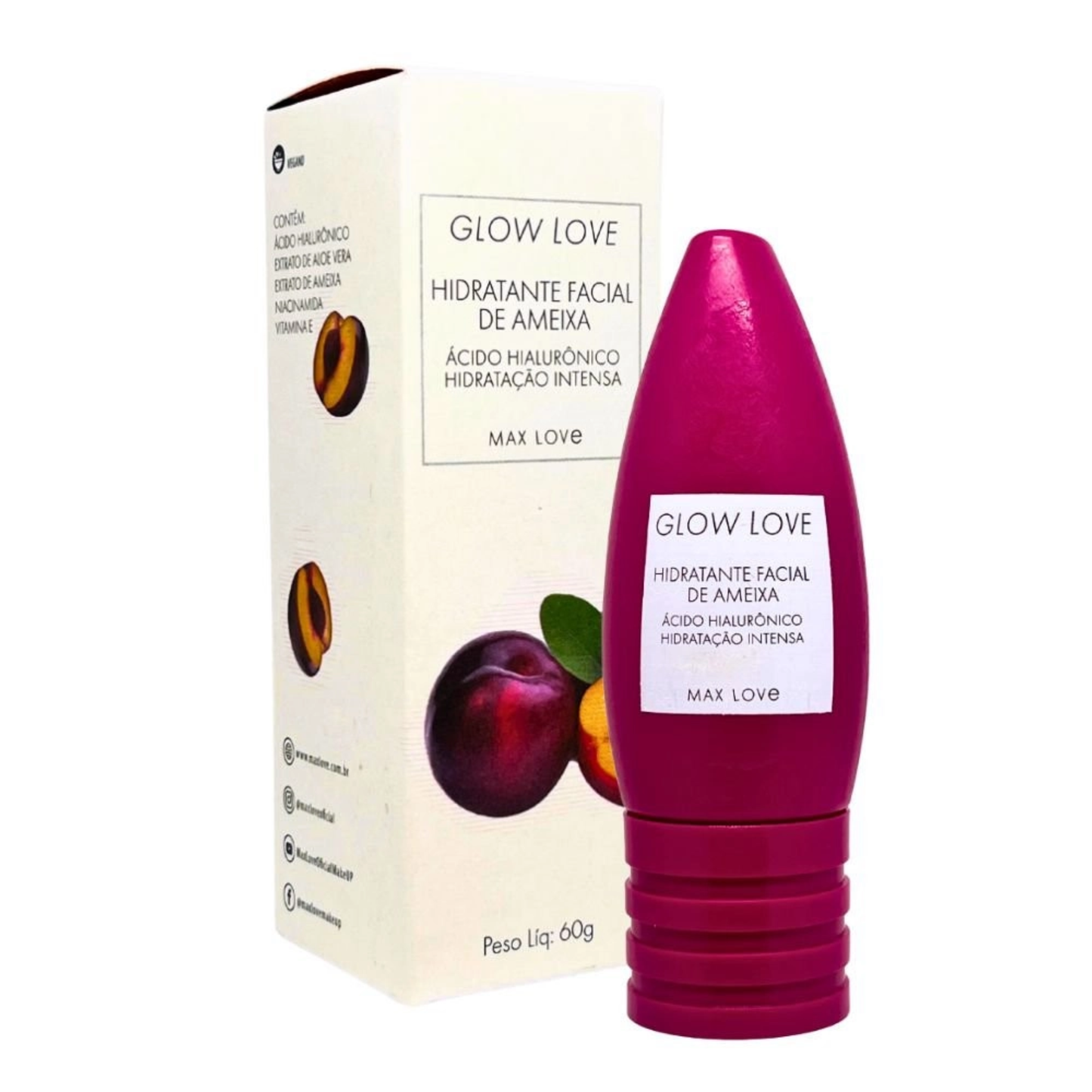 BOX C/ 36 GLOW LOVE HIDRATANTE FACIAL DE AMEIXA 60G MAX LOVE