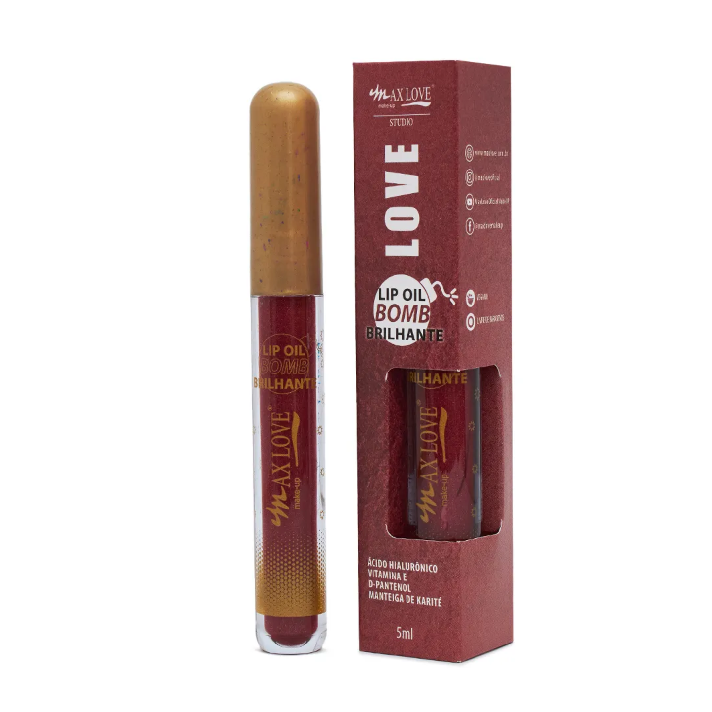 BOX C/ 36 LIP OIL BOMB BRILHANTE COR 53 5ML MAX LOVE