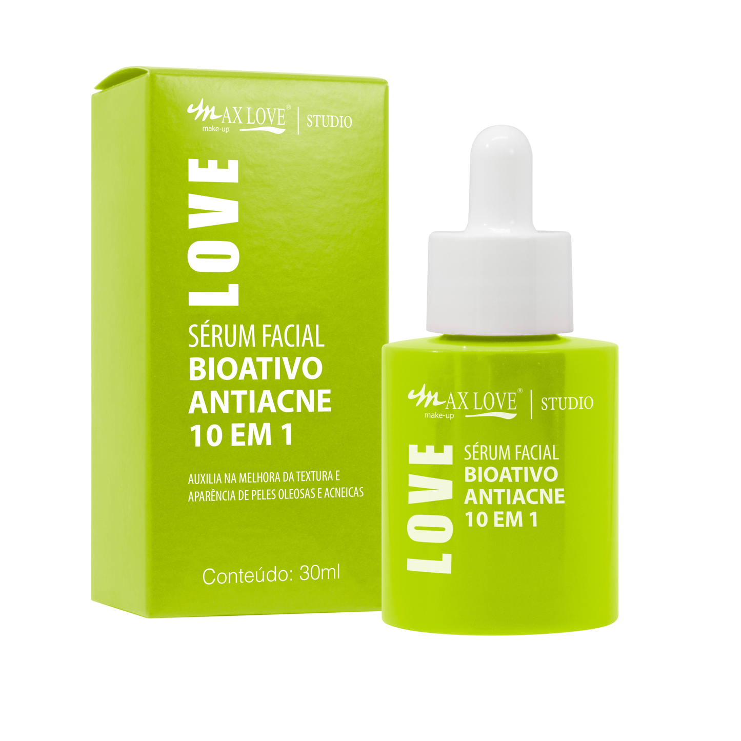 BOX C/ 24 SERUM FACIAL BIOATIVO ANTIACNE 10 EM 1 30ML MAX LOVE