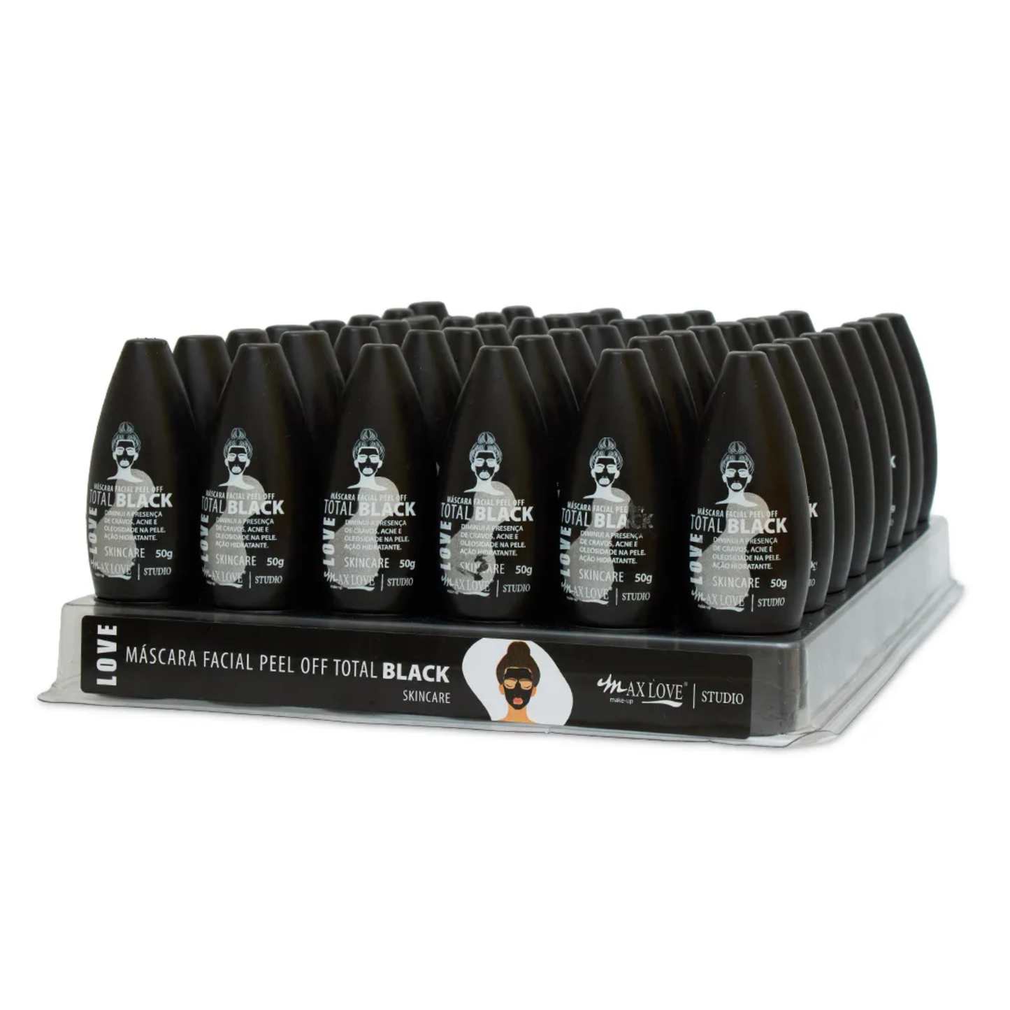 BOX C/ 48 MASCARA FACIAL PEEL OFF TOTAL BLACK 50G MAX LOVE