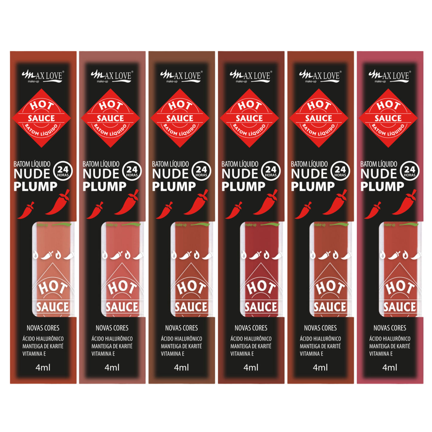 BOX C/ 48 BATOM 24H NUDE PLUMP HOT SAUCE 530 AO 535 MAX LOVE