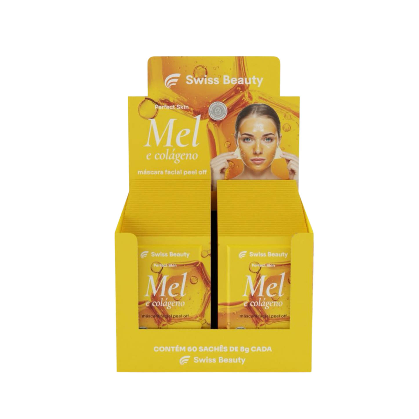 BOX C/60 SACHE MASCARA FACIAL COLAGENO E MEL PERFECT SKIN 8G SWISS BEAUTY BELKIT