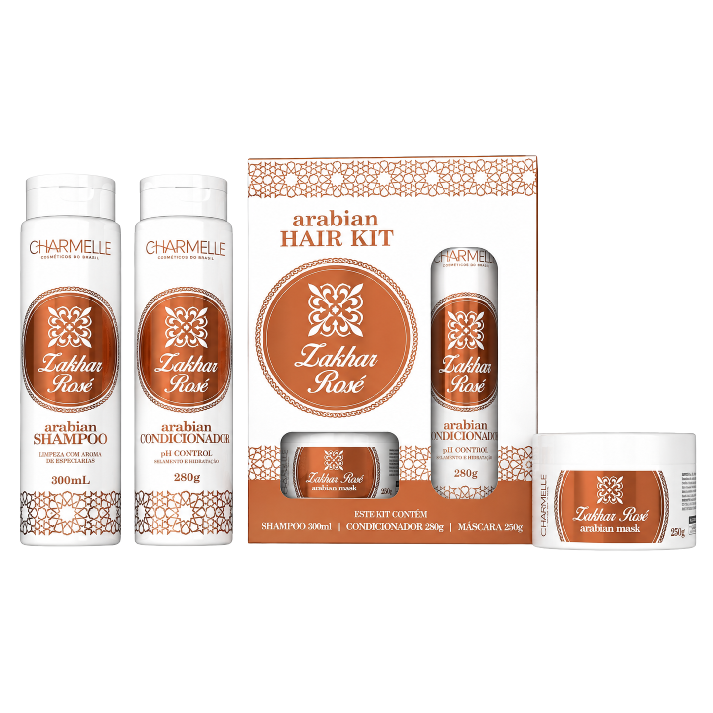 KIT 3 ITENS ARABIAN ZAKHAR ROSE CHARMELLE