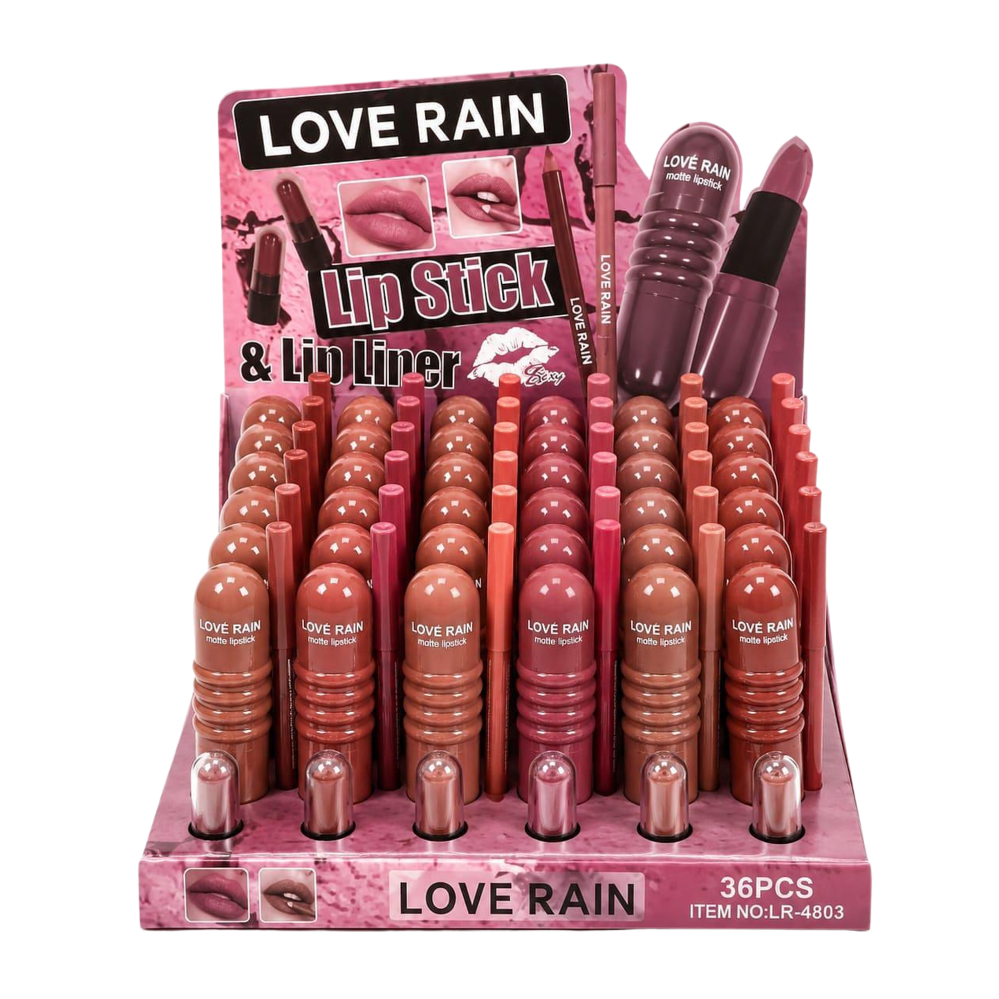 BOX C/ 36 LIP STICK E LIP LINER LR 4803 LOVE RAIN