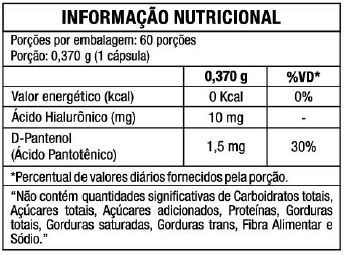 SUPLEMENTO ALIMENTAR D-PANTOTENATO DE CALCIO E ACIDO HIALURONICO BIOCEUTICA