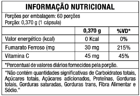 SUPLEMENTO ALIMENTAR FUMARATO FERROSO E VITAMINA C BIOCEUTICA