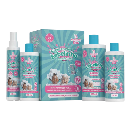 KIT CABELO E CORPO BEBELINHO ALGODAO DOCE KIDS 4 ITENS BIO INSTINTO