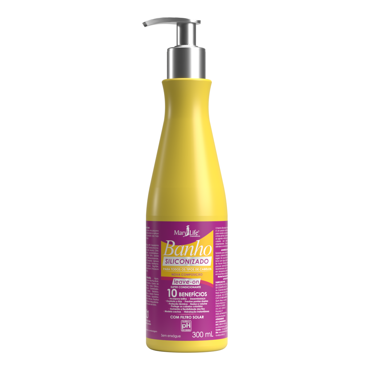 BANHO SILICONIZADO 10 BENEFICIOS 300ML MARY LIFE