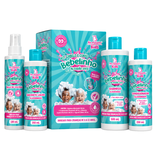 KIT CABELO E CORPO BEBELINHO ALGODAO DOCE KIDS 4 ITENS BIO INSTINTO