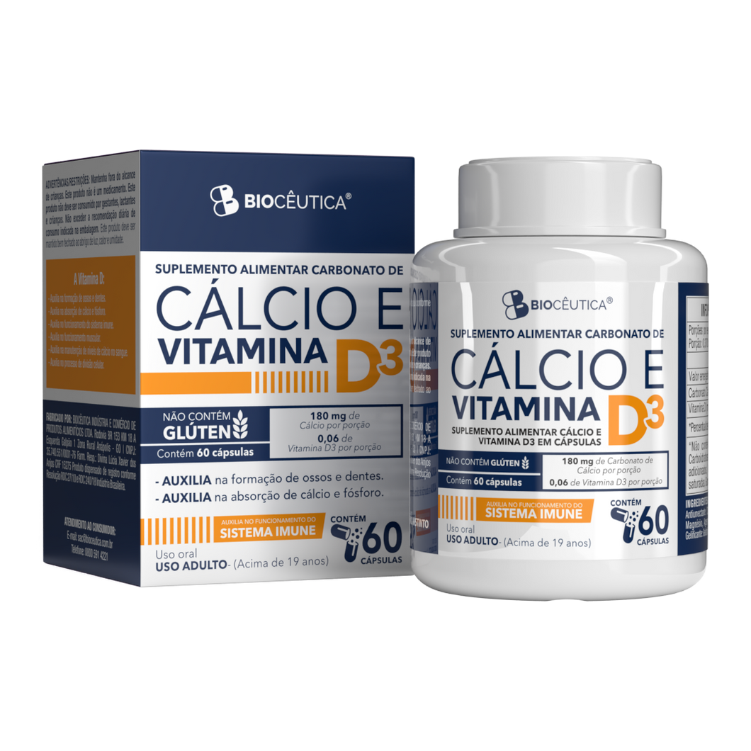 SUPLEMENTO ALIMENTAR CÁLCIO E VITAMINA D3 BIOCEUTICA