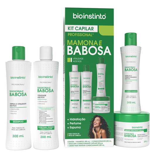 KIT CAPILAR MAMONA E BABOSA 4 ITENS BIO INSTINTO