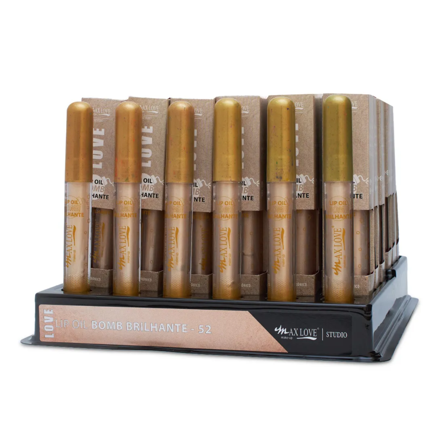 BOX C/ 36 LIP OIL BOMB BRILHANTE COR 52 5ML MAX LOVE