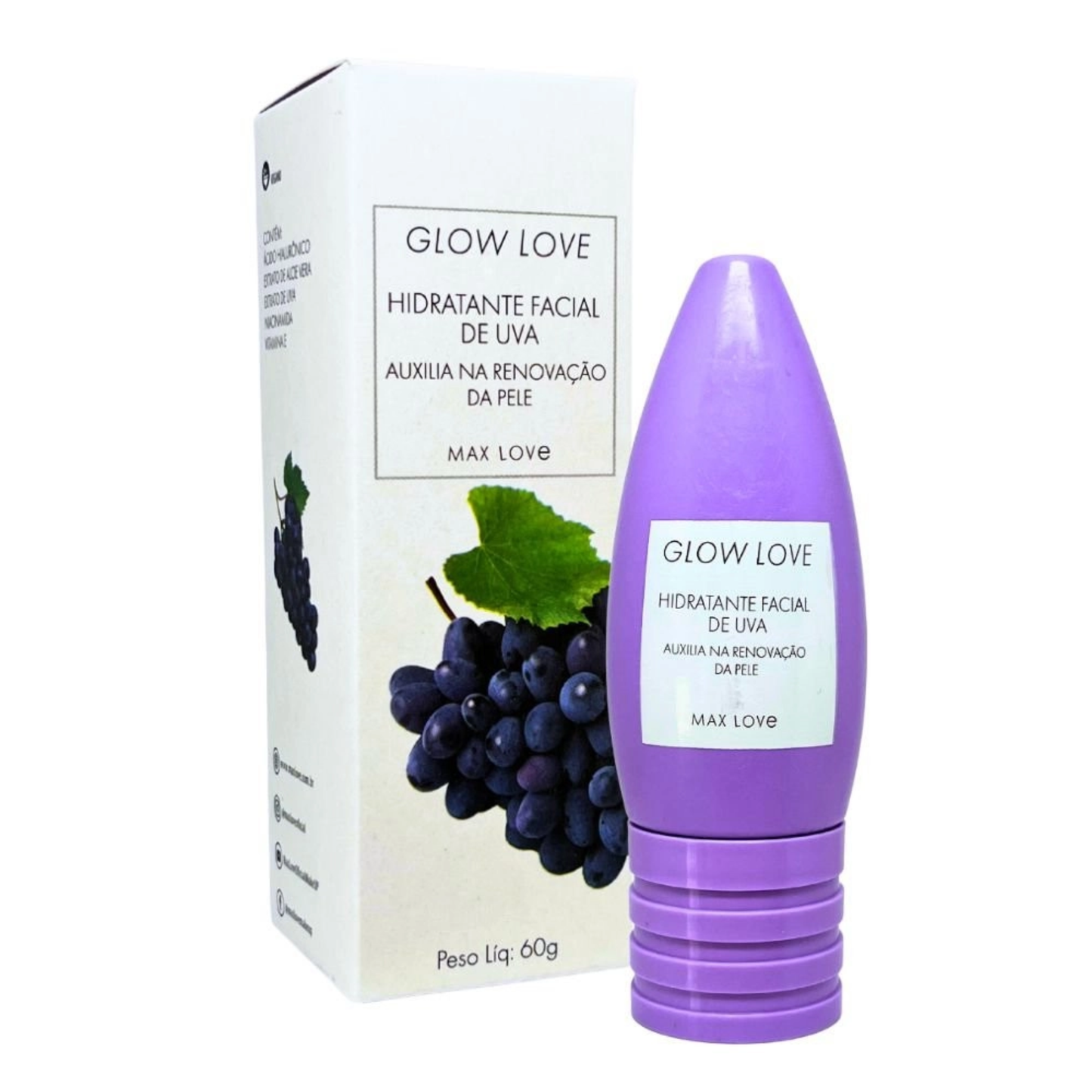 BOX C/ 36 GLOW LOVE HIDRATANTE FACIAL DE UVA 60G MAX LOVE