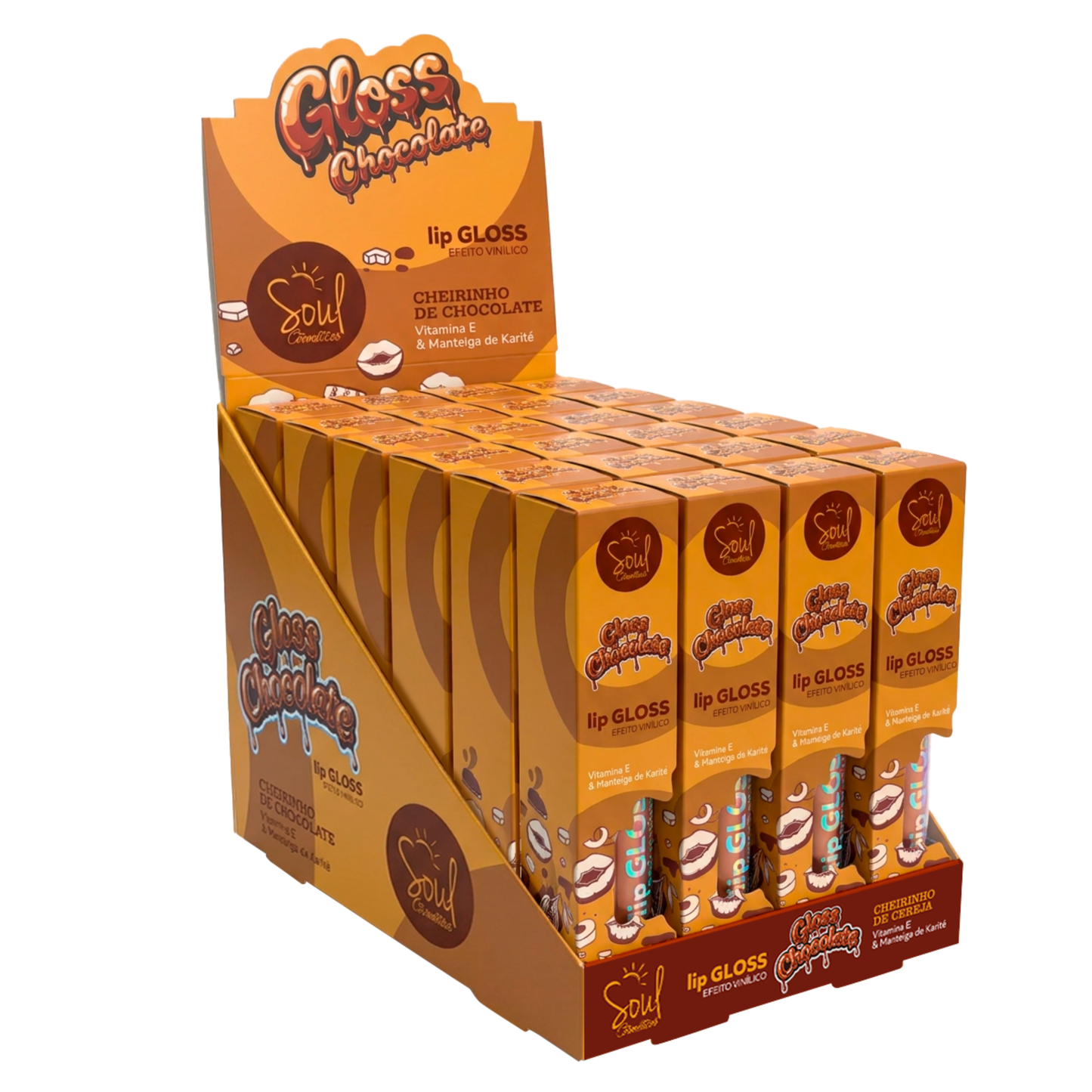 BOX C/ 24 LIP GLOSS CHOCOLATE 4ML SOUL