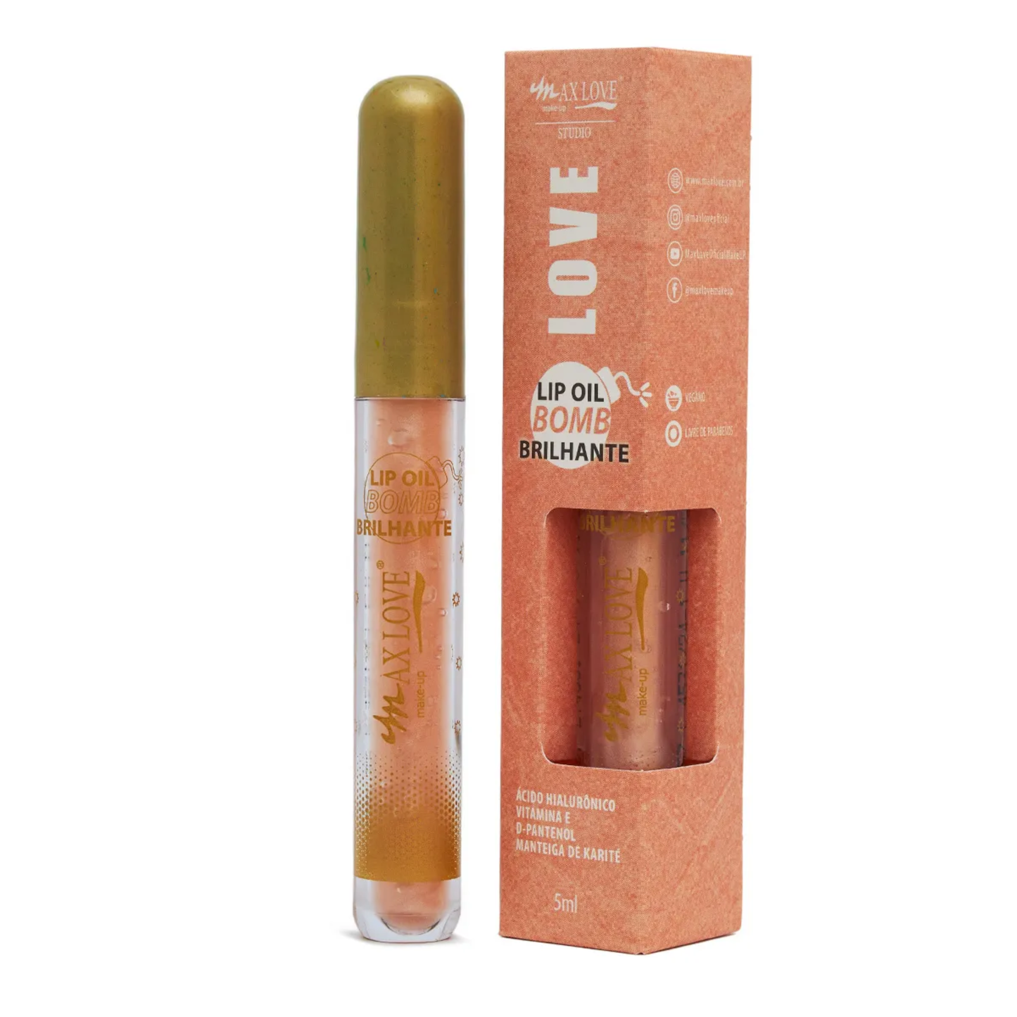 BOX C/ 36 LIP OIL BOMB BRILHANTE COR 57 5ML MAX LOVE