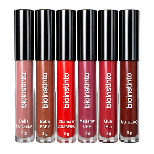 KIT C/ 06 BATOM LIQUIDO MATTE TONS QUENTES 3G BIO INSTINTO