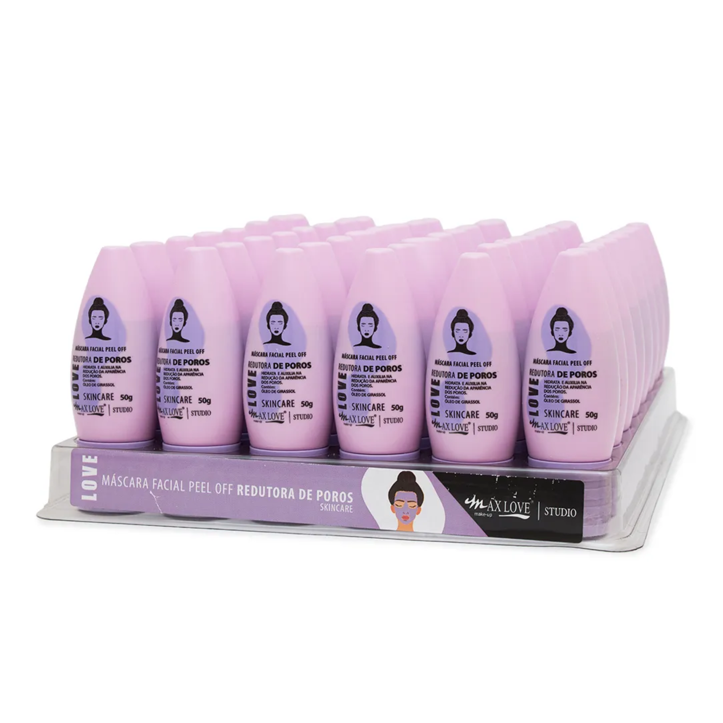 BOX C/ 48 MASCARA FACIAL PEEL OFF REDUTORA DE POROS 50G MAX LOVE