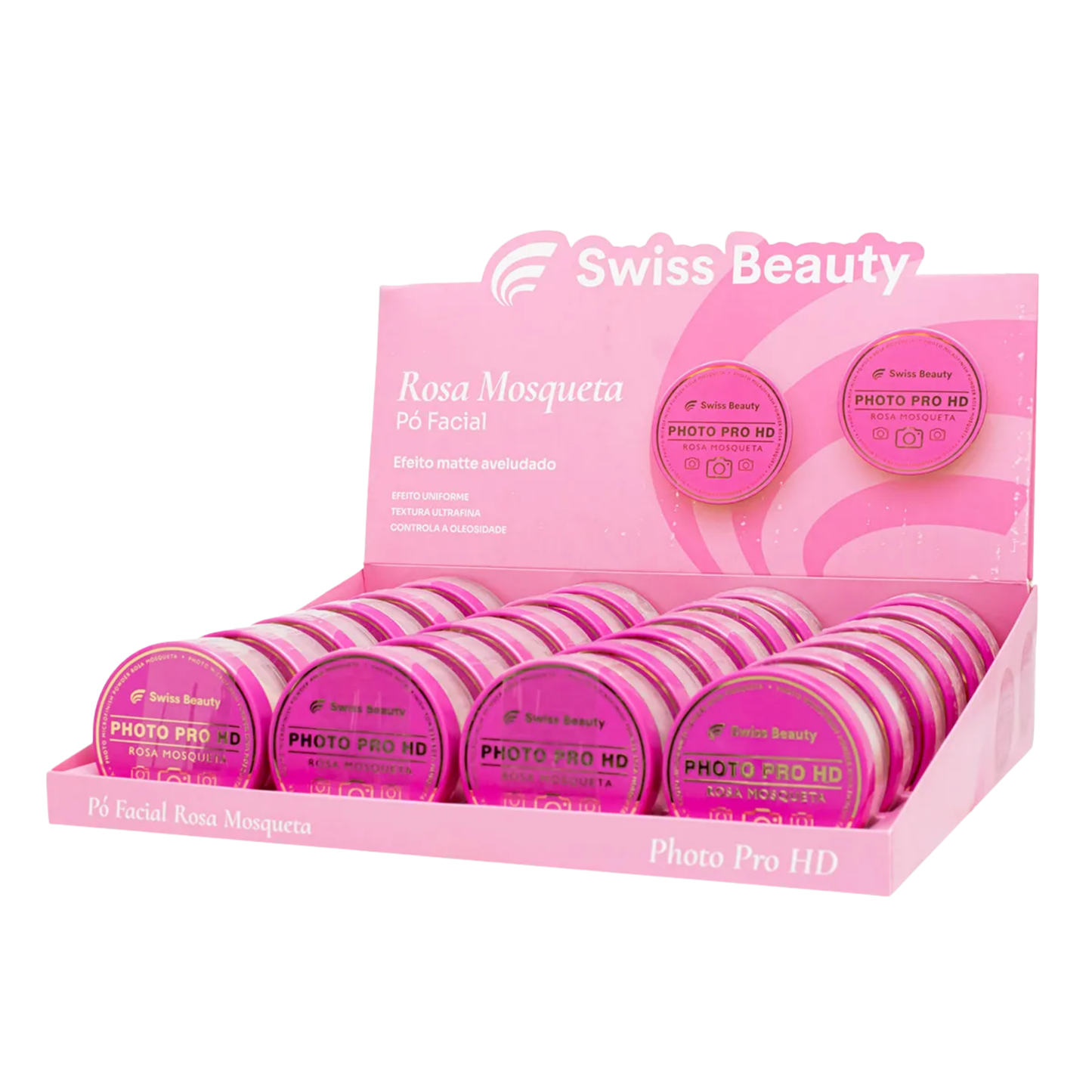 BOX C/ 24 PO FACIAL PHOTO PRO HD ROSA MOSQUETA 10G SWISS BEAUTY BELKIT