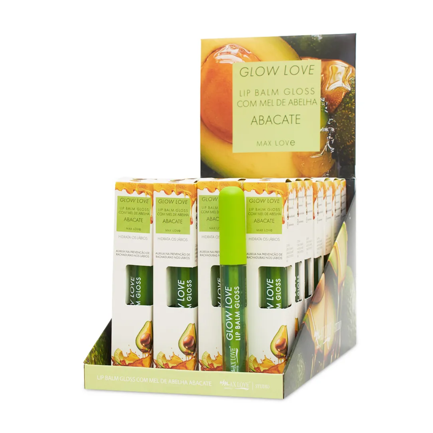 BOX C/ 28 GLOW LOVE LIP BALM MEL COR/422 ABACATE 5ML MAX LOVE