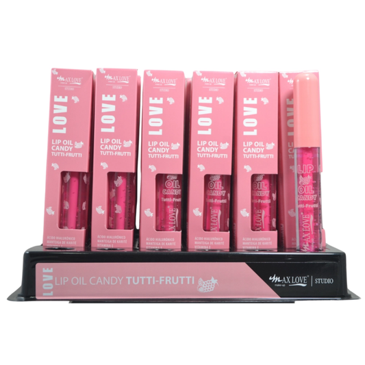 BOX C/ 36 LIP OIL CANDY TUTTI FRUTTI 5ML MAX LOVE